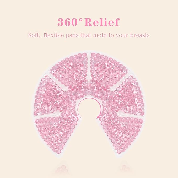 Hot/Cold Breast Gel Bead Ice Packs Breast Cooling/Heat Pads Relief for Breastfeeding, Nursing Pain, Mastitis, Engorgement, Swelling, Plugged Ducts | Boost Milk Let-Down & Production,2 Pack (Pink)-BubblyBeeBaby