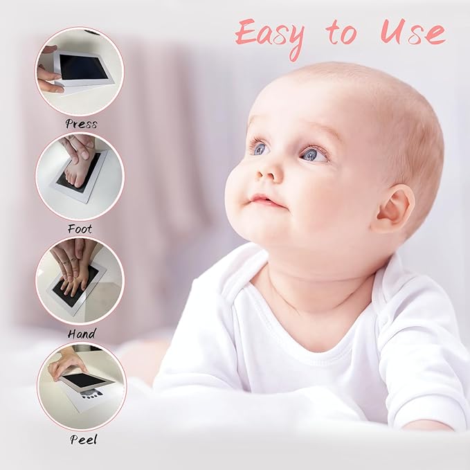 1-Pack Clean Touch Ink Pad for Baby Handprints and Footprints, Baby Footprint Kits,Inkless Hand and Footprint Kit,No Mess Ink Pad for Baby Hand and Footprints,Baby Shower Gifts for New Moms-BubblyBeeBaby