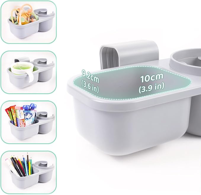 SnackPod Child Cup & Snack Holder for Convertible Car Seats & Strollers - BPA Free - Grey-BubblyBeeBaby