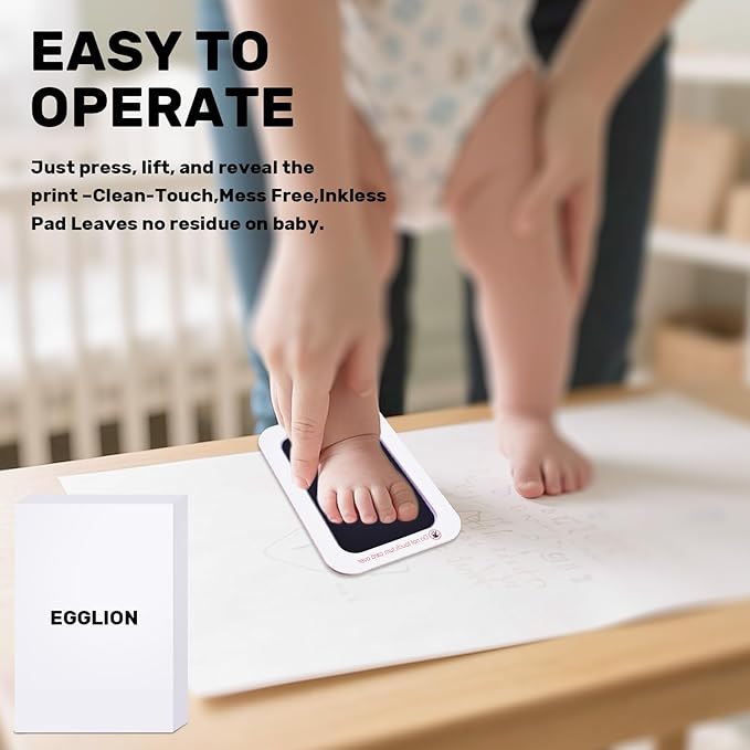Inkless Baby Hand and Footprint Kit with Mess-Free Ink Pad – Baby Safe Ink Pad for Hand, Foot & Paw Prints – Newborn Footprint & Paw Print Kit for Dogs and Cats – 16 Cards(Jet Black, Jumbo)-BubblyBeeBaby