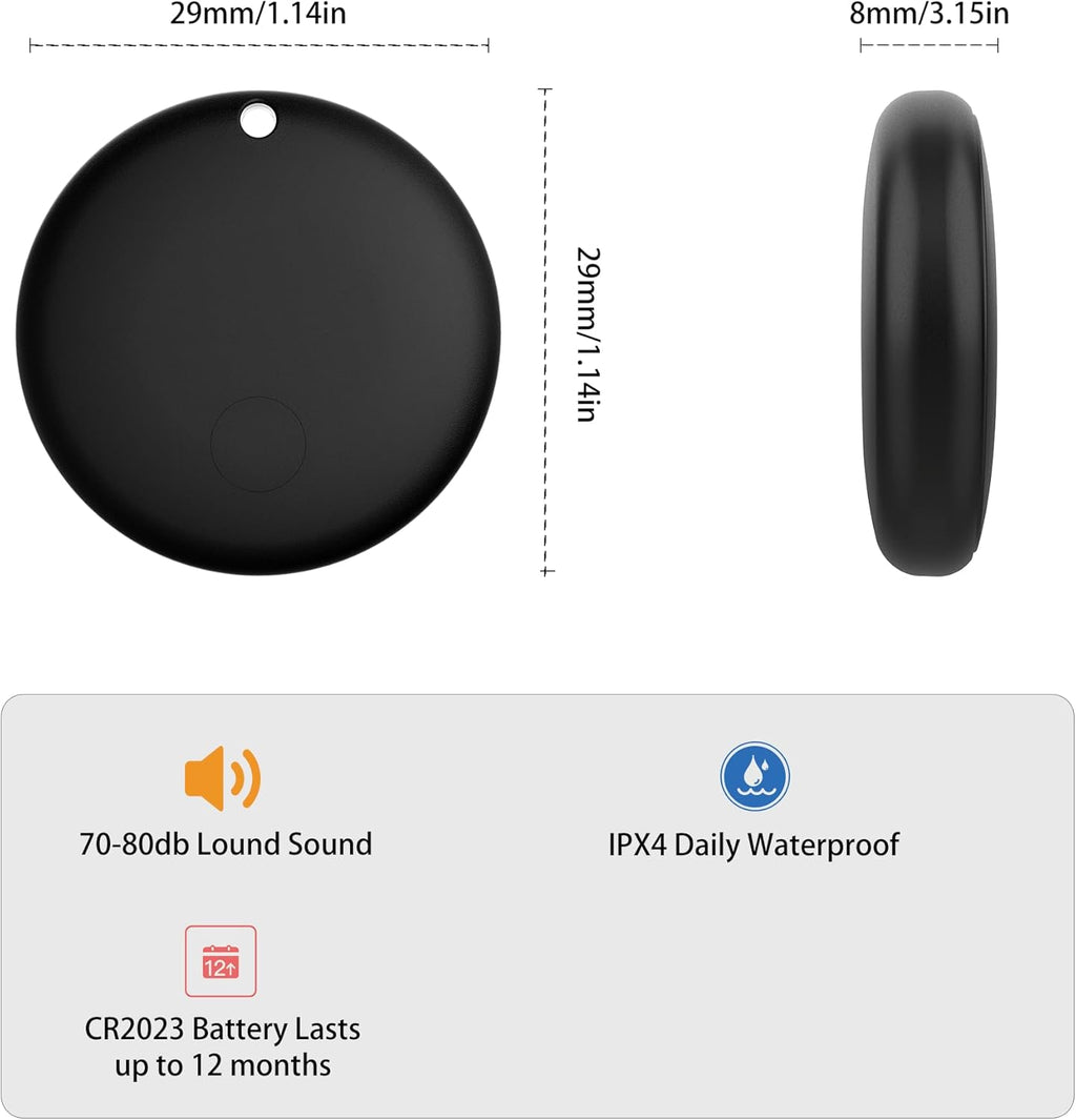 Air Tracker Tags-2 Pack Tracker Tag Work with Apple Find My (iOS 14.6 Above Only) Smart Tag Item Finders for Key, Luggage, Backpack，etc.(Black, 2 Pack)
