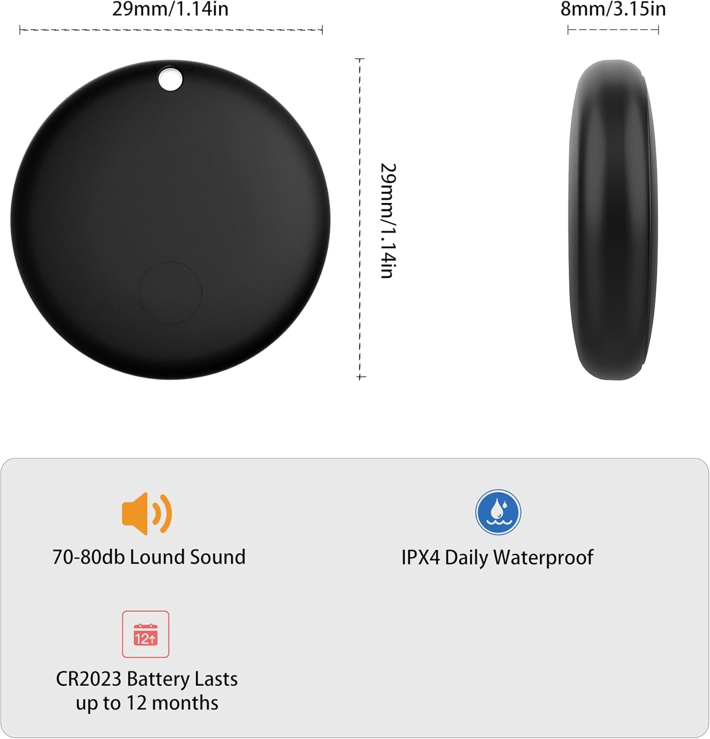 Air Tracker Tags-2 Pack Tracker Tag Work with Apple Find My (iOS 14.6 Above Only) Smart Tag Item Finders for Key, Luggage, Backpack，etc.(Black, 2 Pack)