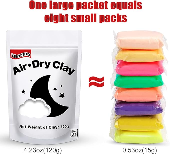 ifergoo White Air Dry Clay, Modeling Clay for School Art & Craft Project. Refill White Clay for Kids Age 3-12, Boys and Girls Gift-BubblyBeeBaby
