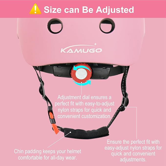 KAMUGO Toddler Helmet Kids Bike Helmet for Girls Boys Ages 2-8 Years,Toddler Bicycle Helmet Suitable for Skateboard Scooter Roller Skating Inline Roller Skating-BubblyBeeBaby