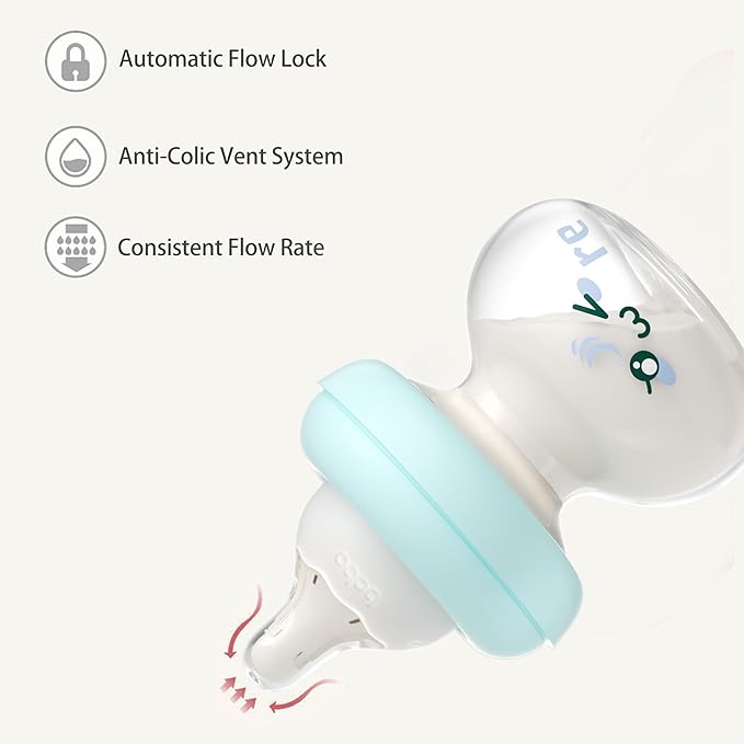 YOHKOH Newborn Glass Baby Bottles with Slow Flow Nipple for 0+ Months, Wide Neck Feeding Bottle, 2.7oz/80ml (Multicolour, 2.7oz (Pack of 2))-BubblyBeeBaby