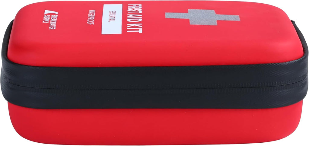 Breakwater Supply™ First Aid Kit for Car, Home, Office, Travel, Dorm, Businesses, 101 Piece HSA FSA Household & AirBNB Essentials Medical Kit & Emergency Supplies with Ice Pack + Waterproof Case Red