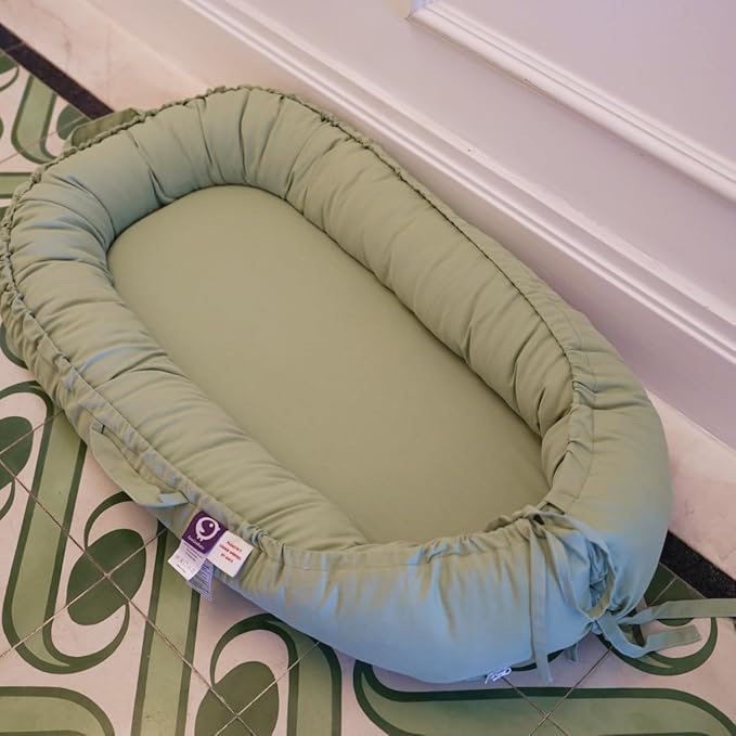 Infant Lounger, Baby Nest Cover for Baby Girls & Boys, Newborn Essentials for Baby 0-18 Months, 100% Cotton Breathable (Spring Green)-BubblyBeeBaby