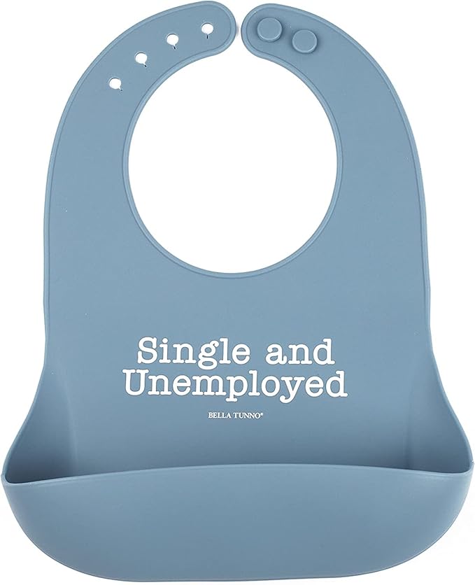 Baby Bib for Eating by Bella Tunno, Waterproof Silicone Bib with Large Food Catcher, Adjustable Fit for Babies 4-12 months & Toddlers 1-3 Years, Boys & Girls, Single and Unemployed-BubblyBeeBaby