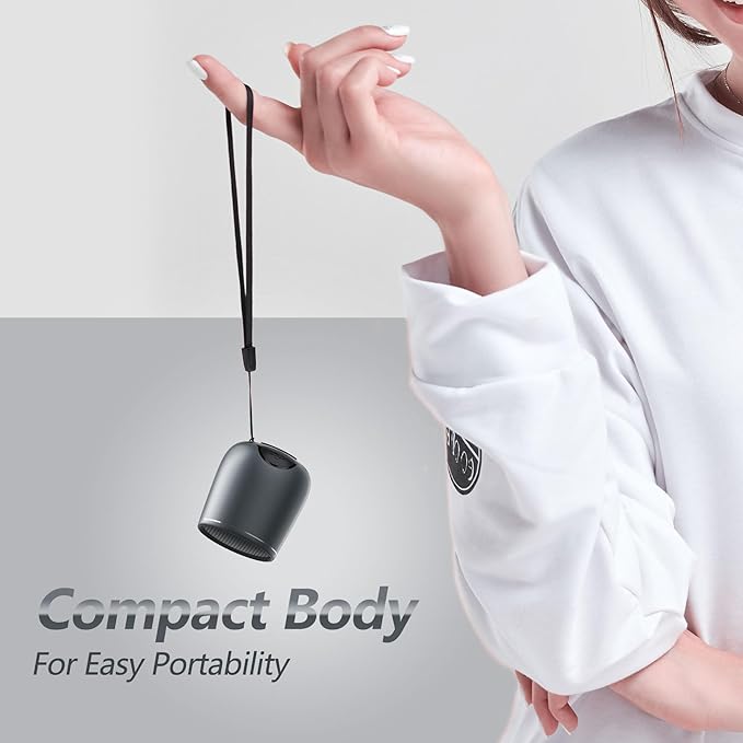 INSMY Small Bluetooth Speaker, Waterproof Mini Portable Wireless Speaker, Punchy Bass Rich Audio Stereo Pairing, Handheld Pocket Size Built in Mic for Hiking Biking Gift Laptop Tablet (Gray)-BubblyBeeBaby