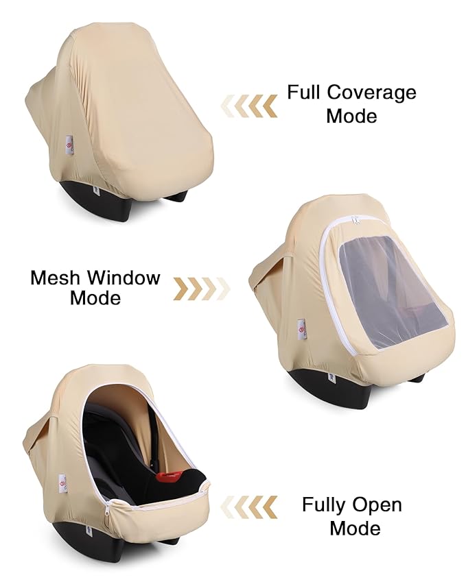 Metplus 2-in-1 Baby Car Seat Canopy, Multi Use Privacy Sun Shade, Protect Baby's Safety with Style, Infant Carrier Covers for Boys & Girls-BubblyBeeBaby