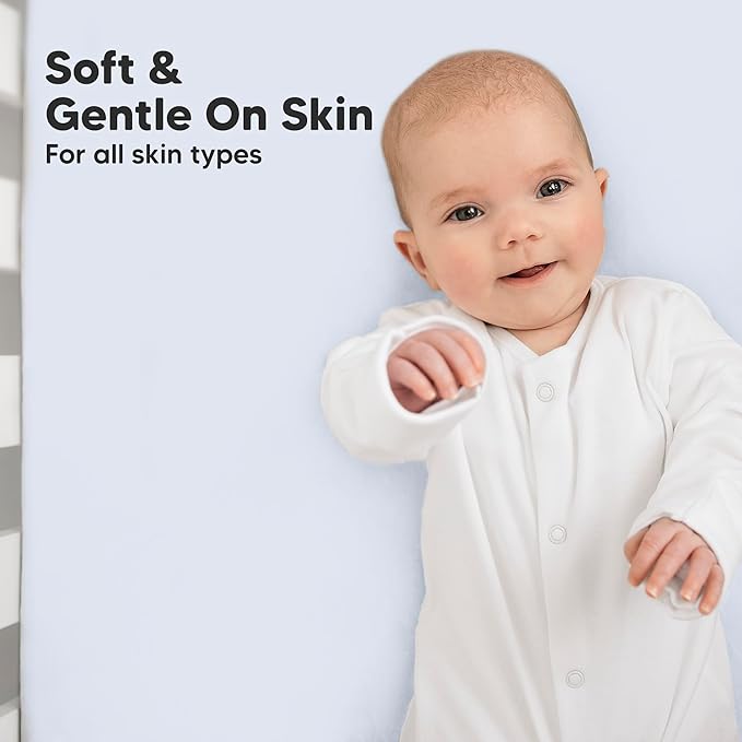 KeaBabies 2-Pack Organic Crib Sheets for Boys, Girls - 52x28 Fitted Crib Mattress Sheet Neutral, Breathable Jersey Cotton Cover for Baby Bed, Toddler Mattress, Soft & Cute Prints (Blue Flax)-BubblyBeeBaby