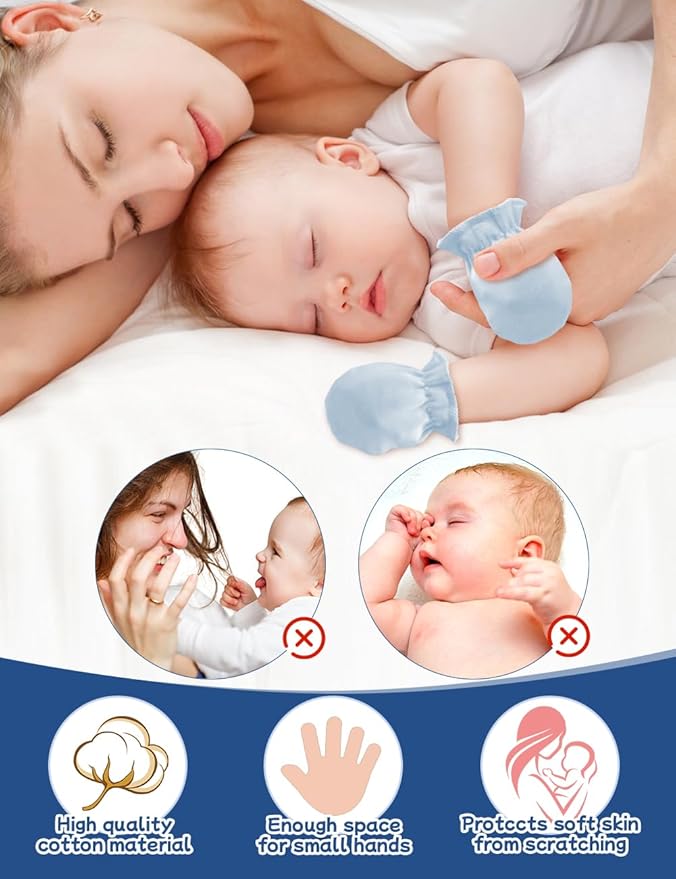 Cute Baby Mittens Newborn, No Scratch Baby Boy Mittens, Baby Girl Hat Gloves for Toddlers, Infant, Newborn-BubblyBeeBaby