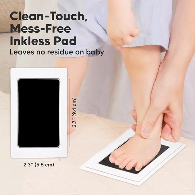 2-Pack Inkless Baby Hand and Footprint Kit - Mess Free Ink Pad for Newborn Keepsake, Dog Nose & Paw Print Kit, Clean Touch Ink Pad for Baby Hand & Footprints, Ideal New Mom Gifts (Jet Black)-BubblyBeeBaby