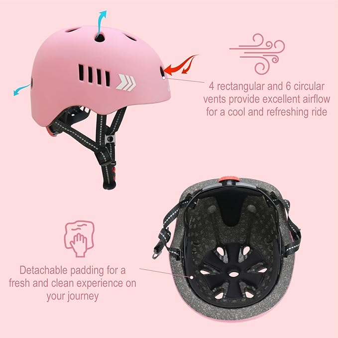 KAMUGO Kids Bike Helmet Set, Toddler Helmet for Ages 2-8 Boys Girls with Sports Protective Gear Set Knee Elbow Wrist Pads for Skateboard Cycling Scooter Rollerblading-BubblyBeeBaby
