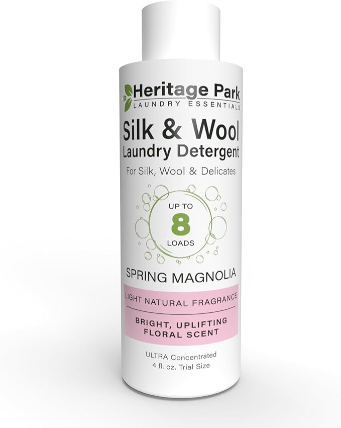 Heritage Park Silk & Wool Spring Magnolia Floral Scent, pH-Neutral Laundry Detergent - Enzymes-Free, Ultra Concentrated (4 fl oz Trial Size)-BubblyBeeBaby