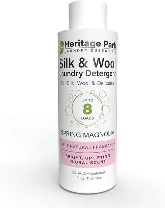 Heritage Park Silk & Wool Spring Magnolia Floral Scent, pH-Neutral Laundry Detergent - Enzymes-Free, Ultra Concentrated (4 fl oz Trial Size)-BubblyBeeBaby