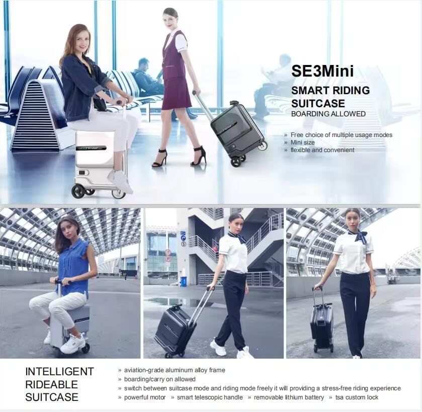 Airwheel 20 Inch Smart Rideable Suitcase Electric Luggage Scooter Carry On Luggage (silver)
