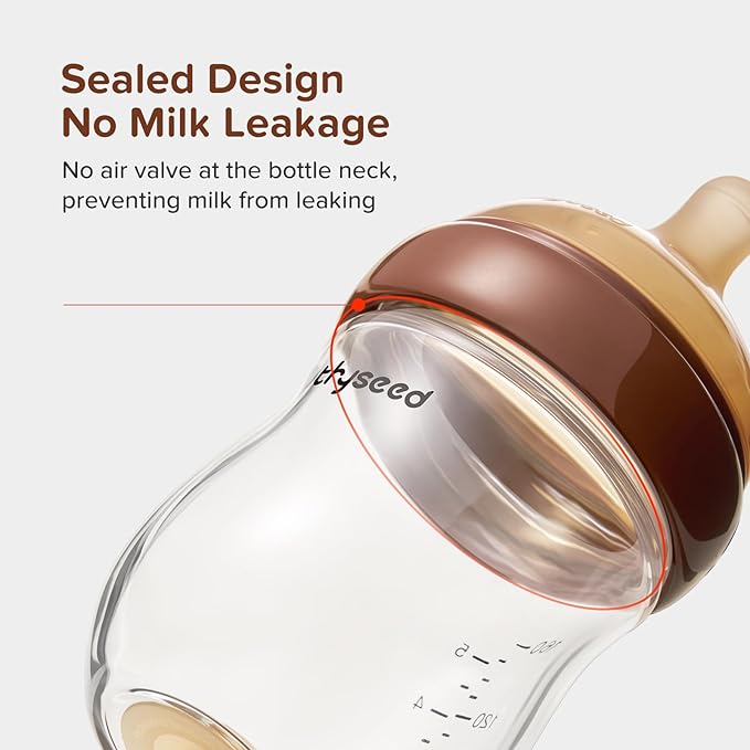 Natural Anti-Colic Baby Bottles That Mimic Breastfeeding Newborn Breast Like Nursing Bottle 0+ Months, 8 Ounce,1pack-BubblyBeeBaby