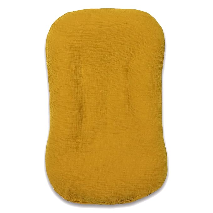 Hooyax Muslin Baby Lounger Cover Soft Organic Cotton Slipcover Fits Newborn Lounger for Baby Boys and Girls (Ginger)-BubblyBeeBaby