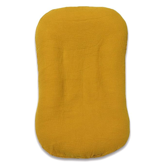 Hooyax Muslin Baby Lounger Cover Soft Organic Cotton Slipcover Fits Newborn Lounger for Baby Boys and Girls (Ginger)-BubblyBeeBaby