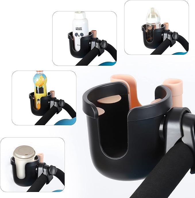 Accmor Stroller Cup Holder with Phone Holder, Bike Cup Holder, Universal Cup Holder for Uppababy Nuna Doona Strollers, 2-in-1 Cup Phone Holder for Stroller, Bike, Wheelchair, Walker, Scooter-BubblyBeeBaby