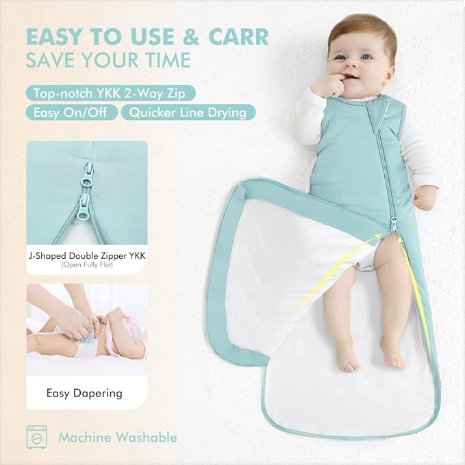 HAPIU Unisex Rayon Made from Bamboo Baby Sleep Sack TOG 1.0, 2-Way Zipper YKK, Wearable Blanket Baby-BubblyBeeBaby