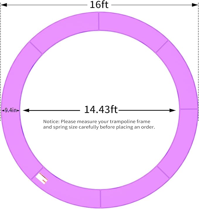 16FT/15FT/14FT/12FT/10FT Trampoline Safety Pad Replacement, Round Trampoline Spring Protection Cover, Fits 16FT/15FT/14FT/12FT/10FT Frames, Water-Resistant Trampoline Accessories-BubblyBeeBaby