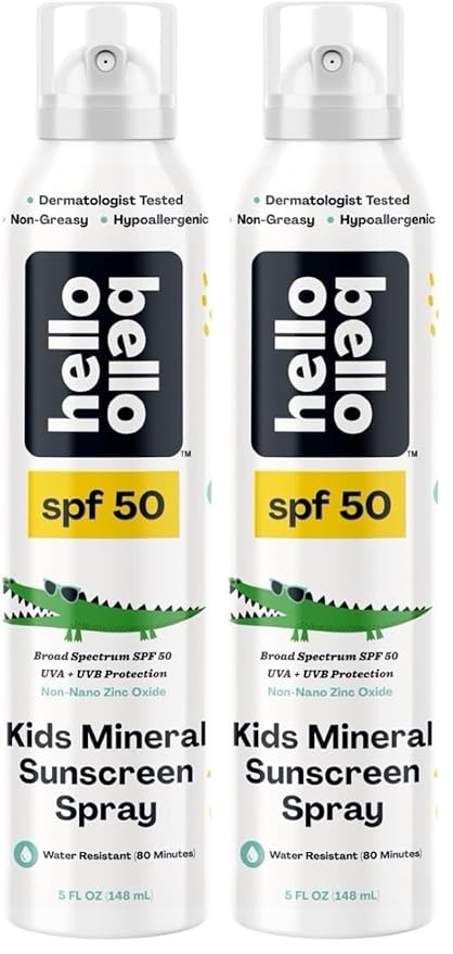 Hello Bello SPF 50 Mineral Sunscreen Spray - Hypoallergenic Broad Spectrum UVA + UVB Protection - Reef Friendly & Water Resistant - 5 oz (Pack of 2)-BubblyBeeBaby