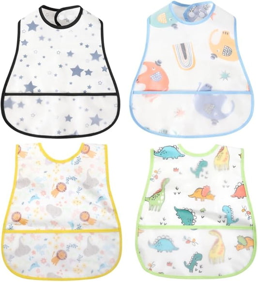 Baby bibs Waterproof Toddler bib - Feeding bib with Pocket for Infant Boy Girl Washable 6-36M-BubblyBeeBaby