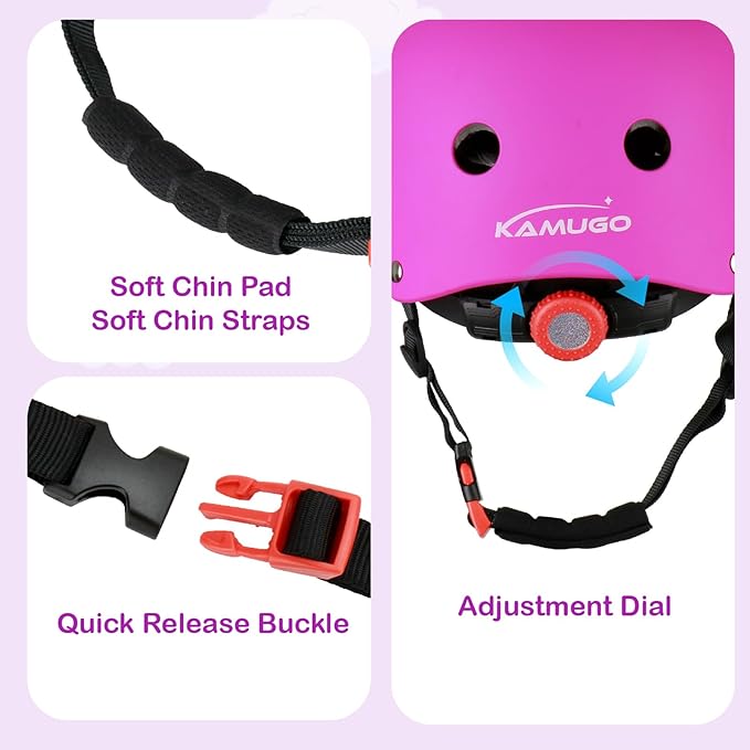 KAMUGO Kids Bike Helmet, Toddler Helmet for Ages 2-8 Boys Girls with Sports Protective Gear Set Knee Elbow Wrist Pads for Skateboard Cycling Scooter Rollerblading-BubblyBeeBaby