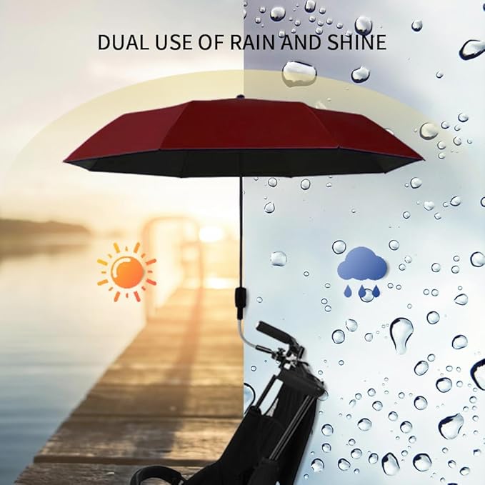 stroller sunshade Clip-on adjustable universal, adjustable steering angle, reinforced umbrella frame, compact and lightweight, suitable for all kinds of strollers Red, Red…-BubblyBeeBaby
