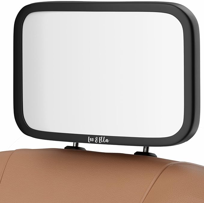 Leo and Ella - Baby Car Mirror - Extra Large & Ultra Clear Infant View, Crash Tested Shatterproof Design w/ 360° Adjustable Mount, Premium Car Mirror For Baby-BubblyBeeBaby