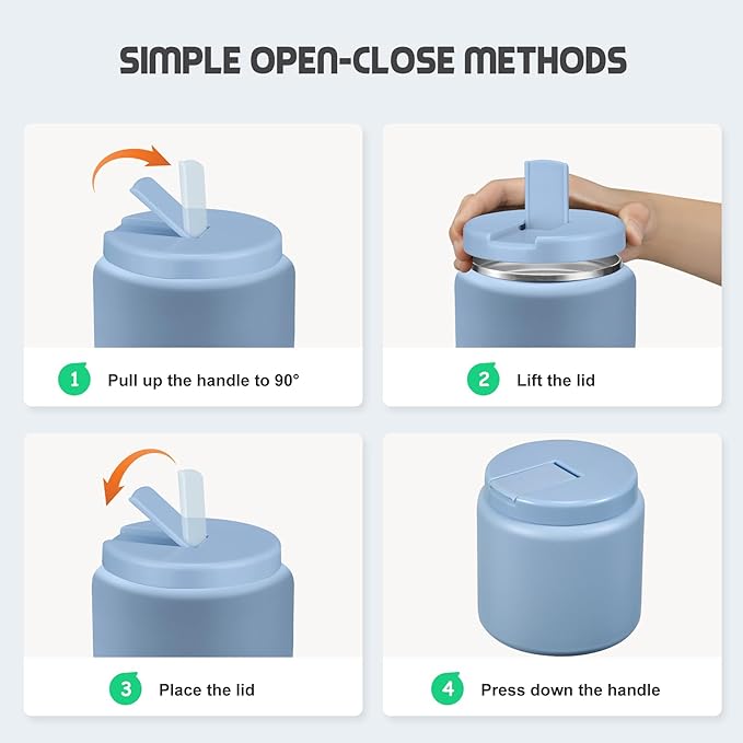 26oz Soup Thermo for Hot Food Kids with Buckle Lid Insulated Vacuum Food Jar Wide Mouth Leakproof Stainless Steel Lunch Container (Blue)-BubblyBeeBaby