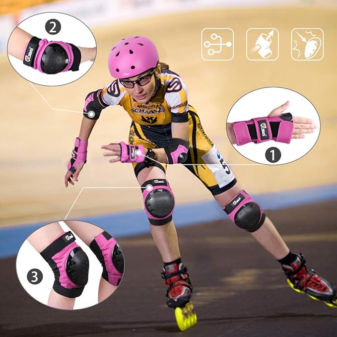 JBM Adult & Kids Knee Pads Elbow Pads and Wrist Guards for Inline Skating, Roller Skating, Skateboarding, Scootering-BubblyBeeBaby