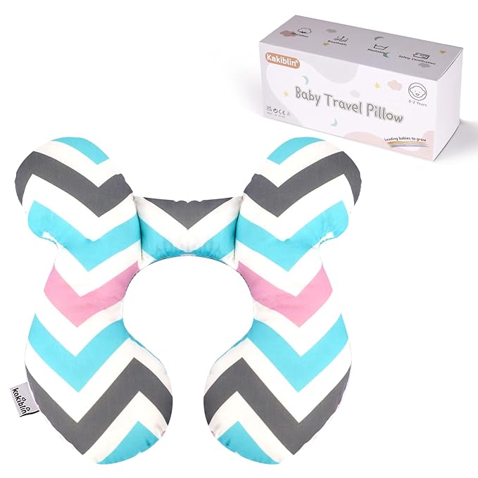 KAKIBLIN Baby Head Pillow,Support Pillow, Baby Travel Pillow for Head and Neck, Babies Neck Pillows for Car Seat,Pushchair,Travel(Wave)-BubblyBeeBaby