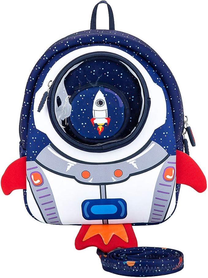 JiePai Toddler Rocket Backpack Leash Anti-lost Waterproof 3D Cartoon Kids Backpack-BubblyBeeBaby