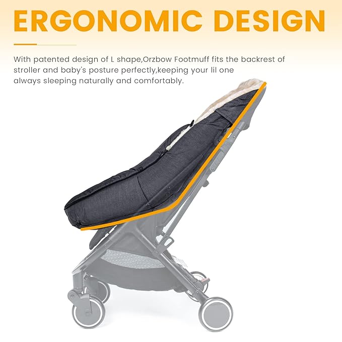 Orzbow Stroller Footmuff Universal | Faux Wool Baby Bunting Bag | Warm, Weather-proof, Adjustable Buckles | Winter Stroller Blanket Cover | Baby Sleeping Bag for Cold Weather Accessories, Dark Grey-BubblyBeeBaby