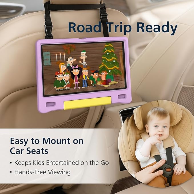 10.1 Inch Kids Tablet with Shockproof Case | Android 14, 64GB+8GB RAM, 12H Battery | Parental Control, Google Kids Space & Preloaded Educational Apps | WiFi 6, HD Display, Ages 3-12-BubblyBeeBaby