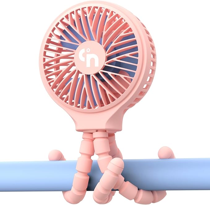 HomeLifairy Portable Stroller Fan, USB or Rechargeable Battery Operated with 3 Speeds and 360°Rotate, Cooling Clip On for Baby Crib Travel Car Seat Pink-BubblyBeeBaby