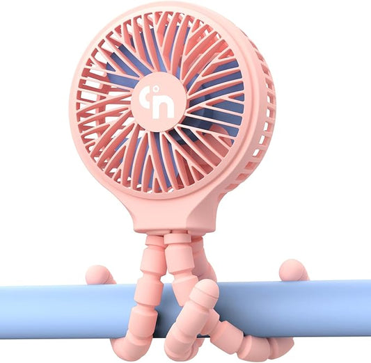 HomeLifairy Portable Stroller Fan, USB or Rechargeable Battery Operated with 3 Speeds and 360°Rotate, Cooling Clip On for Baby Crib Travel Car Seat Pink-BubblyBeeBaby