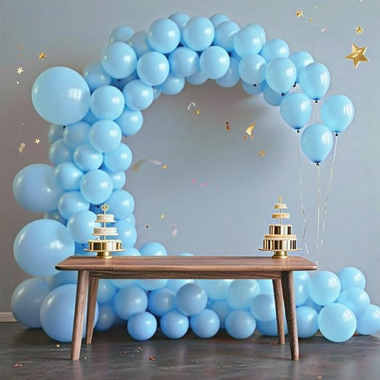 140pcs Light Blue Round Balloons Different Sizes 18 12 10 5 Inch Latex Balloons for Arch Decoration Party Balloon Kit for Graduation Birthday Party Wedding Balloon Baby Shower Decoration-BubblyBeeBaby