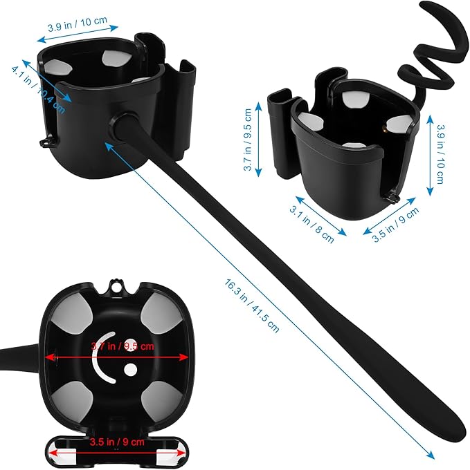 Accmor Stroller Cup Holder, Universal Cup Holder with Silicone Gooseneck Arm, Bike Cup Holder, 360° Rotatable Large Caliber Drinks Holder for Stroller, Bike, Wheelchair, Walker-BubblyBeeBaby