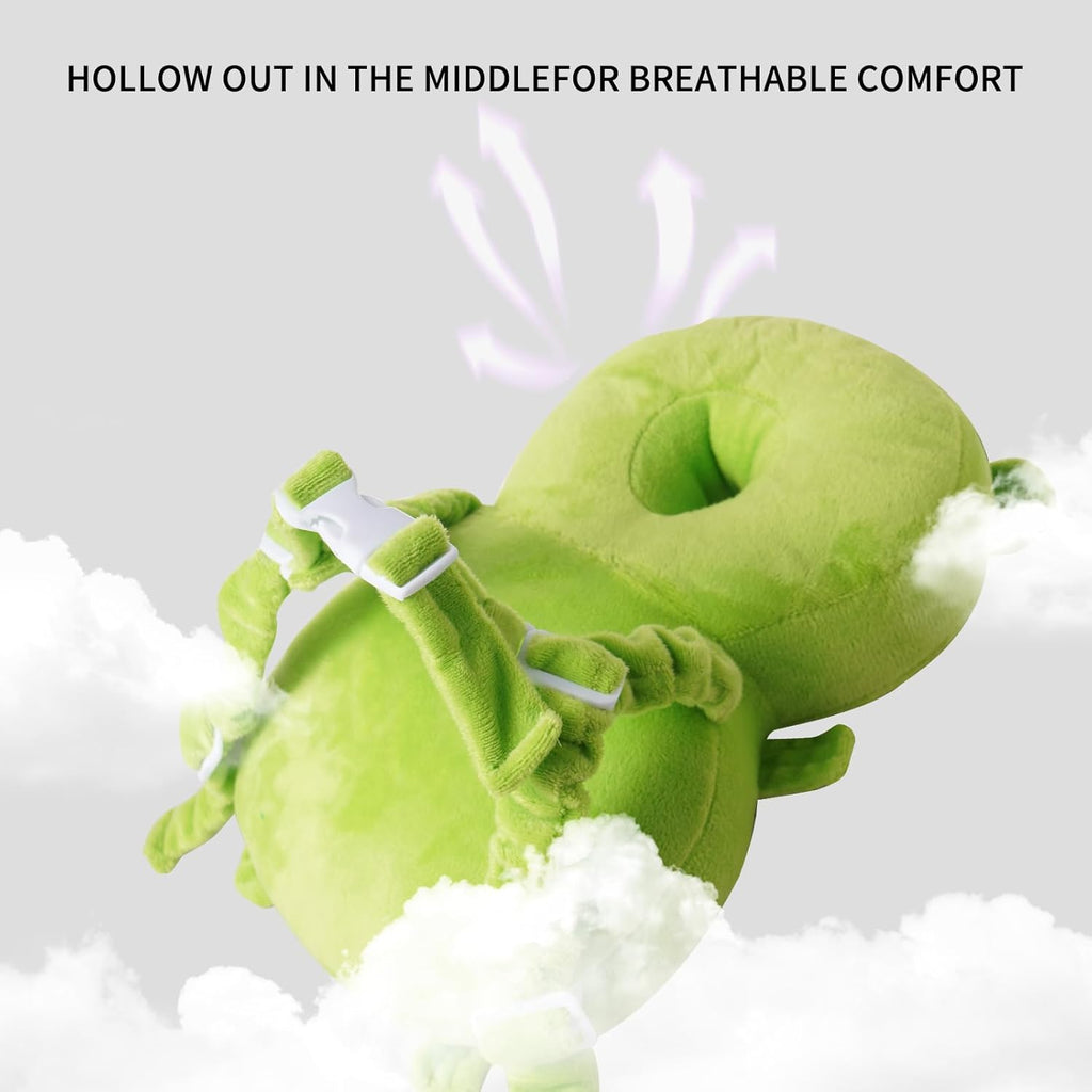 Baby Head Protector Backpack, Toddler Toddler Head Protector, Toddler Head Protector Padded Backpack Elasticated Carrier Wear (Frog)