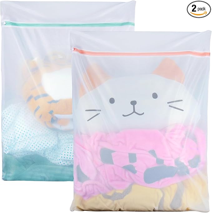 2 Pack Delicates Bag for Washing Machine, 31 x 23 inch Oversize Fine Mesh Laundry Bags for Lingeries, Sweaters, Bed Sheet, Stuffed Toys-BubblyBeeBaby