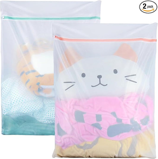 2 Pack Delicates Bag for Washing Machine, 31 x 23 inch Oversize Fine Mesh Laundry Bags for Lingeries, Sweaters, Bed Sheet, Stuffed Toys-BubblyBeeBaby