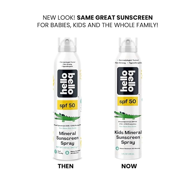 Hello Bello SPF 50 Kids Mineral Sunscreen Spray, Hypoallergenic Broad Spectrum UVA and UVB Protection, Reef Friendly and Water Resistant, 5 oz-BubblyBeeBaby