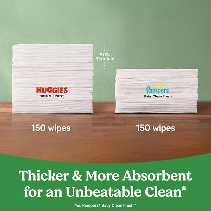 Huggies Natural Care Sensitive Baby Wipes, Unscented, Hypoallergenic, 99% Purified Water, 24 Soft Packs of 56 (1344 Wipes Total)-BubblyBeeBaby