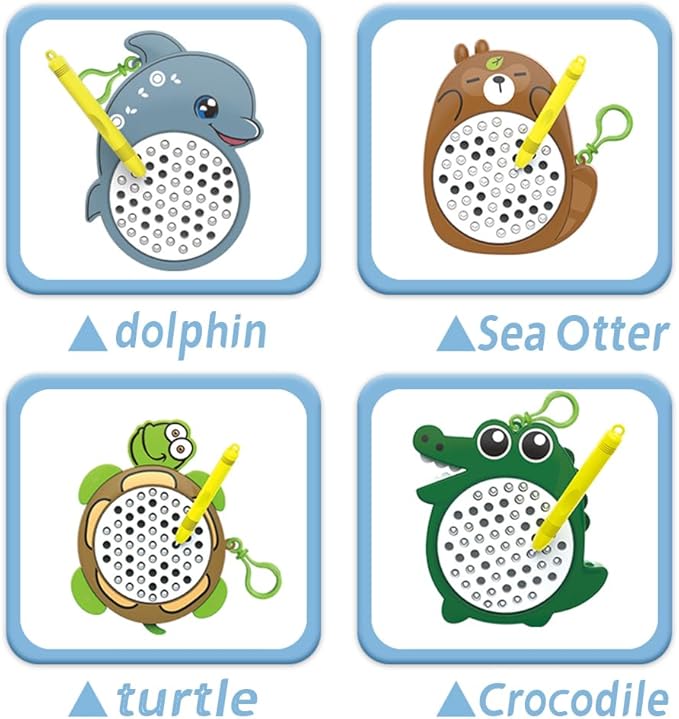 1PCS Crocodile Magnetic Drawing Board for Kids & Toddlers with Beads and Magnet Stylus Pen - Magnetic Travel Toy for Airplane & Car Ride Activities for Kids-BubblyBeeBaby