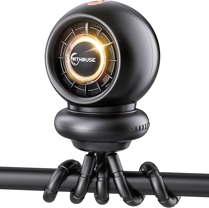 Stroller Fan, Battery Operated Baby Stroller Fans, 8000mAh Rechargeable Fans, 75° Auto Oscillation Portable Fan, 5-12H Runtime, 4 Speeds Wind, Detachable Base & LED Display-BubblyBeeBaby