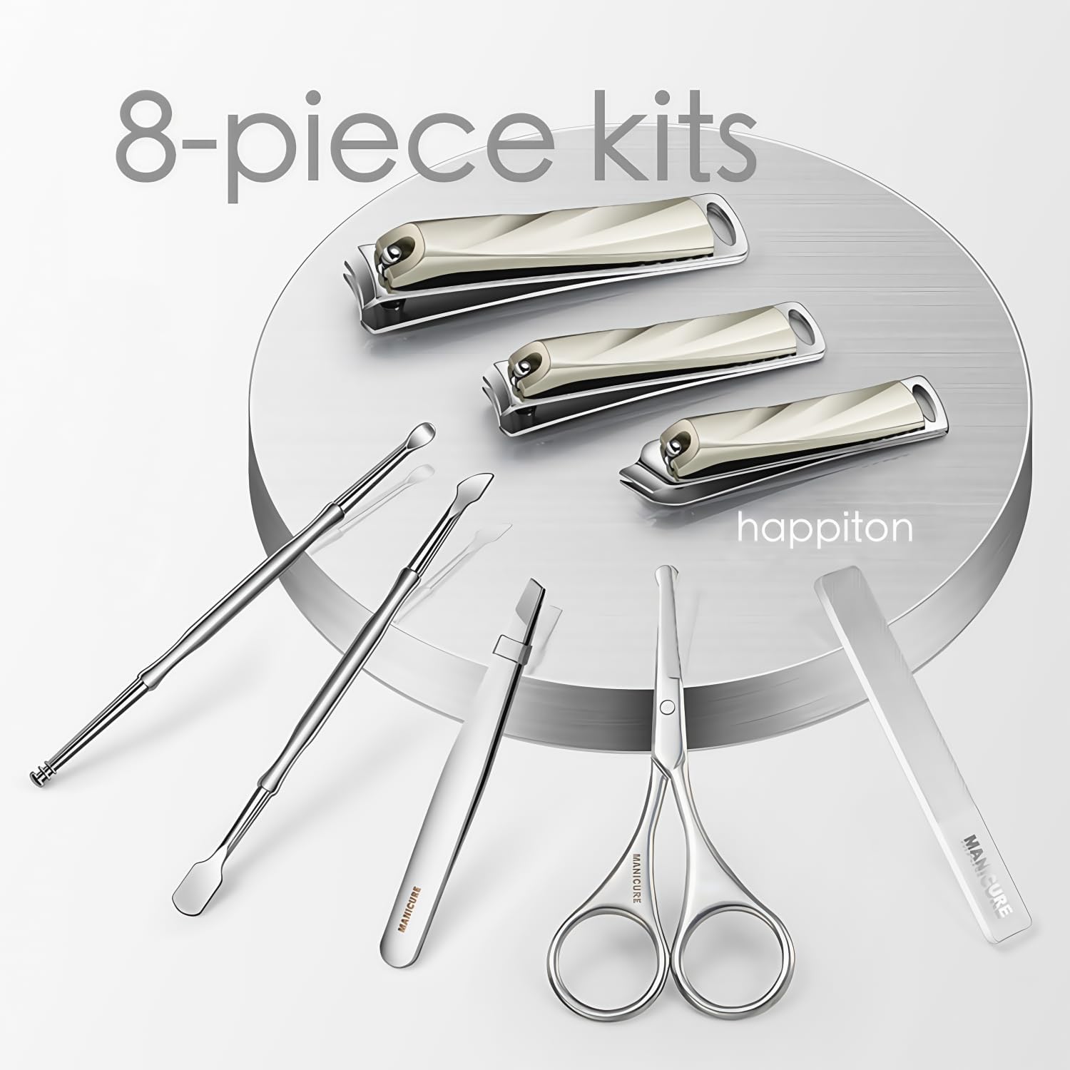 8-Piece Manicure Pedicure Set-Stainless Steel Nail Clippers Toenail Fingernail Cutters with Travel Case Complete Grooming Kit (Green)